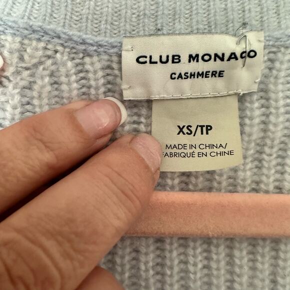 Club Monaco Cashmere Jacquard V-Neck Sweater XS - Picture 11 of 14
